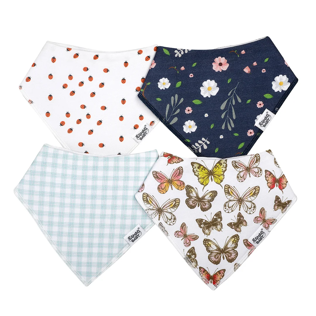 Egmao Baby Organic Cotton Baby Bibs 4-Pack