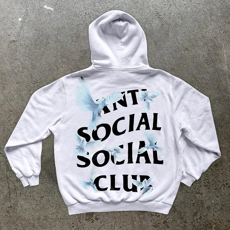 Trendy Retro Print Street Hip Hop Long Sleeve Hoodie