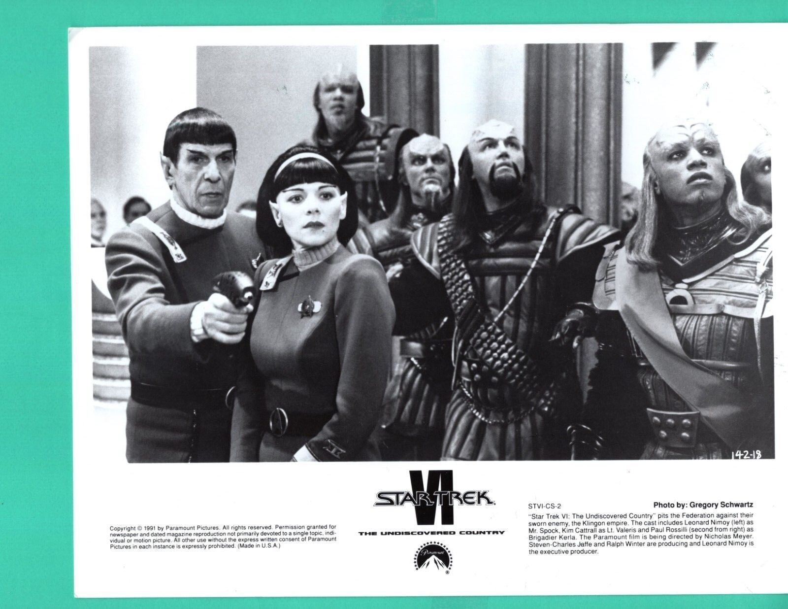 STAR TREK VI Undiscovered Country 1991 Leonard Nimoy Kim Cattrall Photo Poster painting 8x10