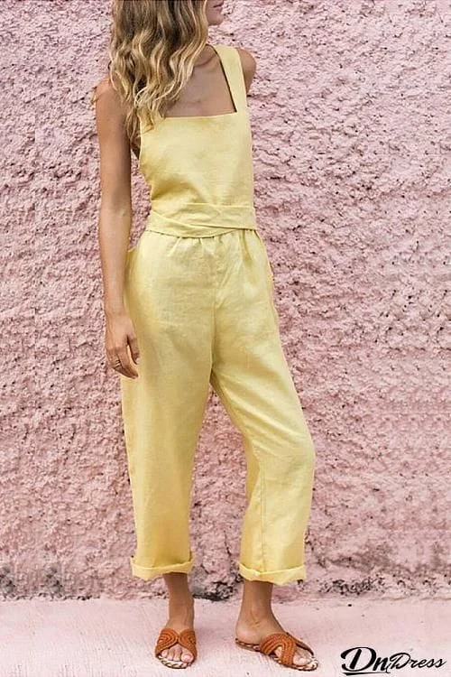 Halter Neck Backless Sleeveless Jumpsuits