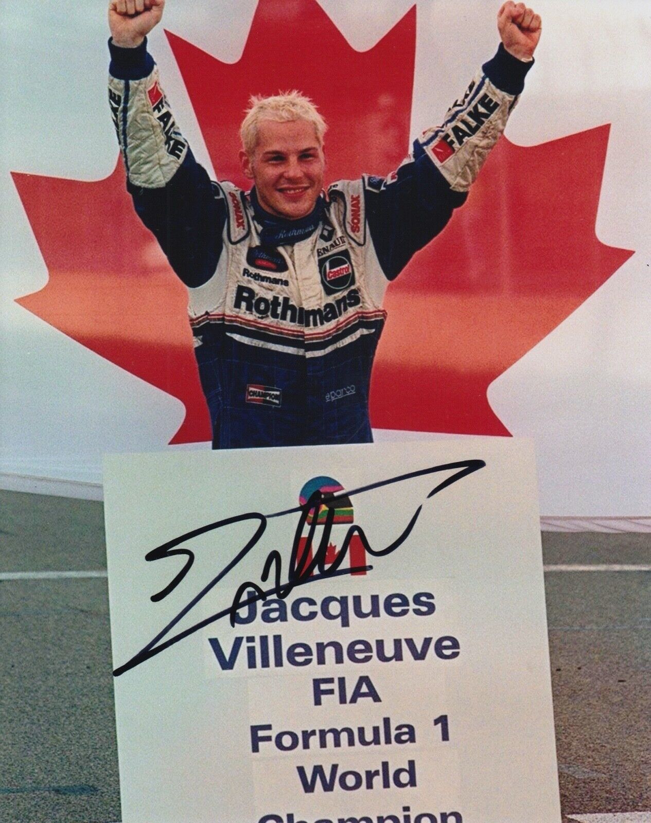 Jacques Villeneuve Hand Signed 10x8 Photo Poster painting F1 Autograph Rothmans Williams 2