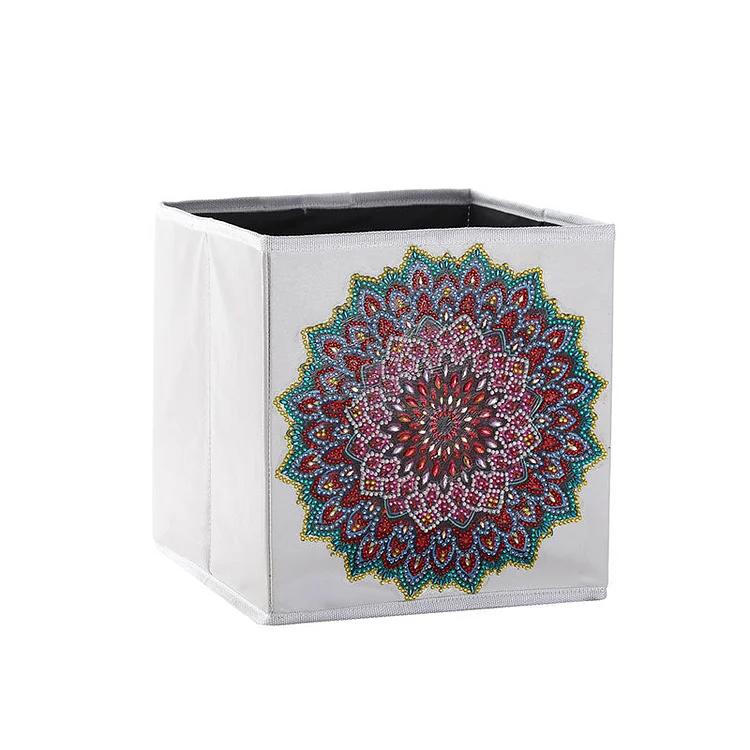 DIY Special Shaped Diamond Painting Art Deep Red Flower Cloth Home Storage Box