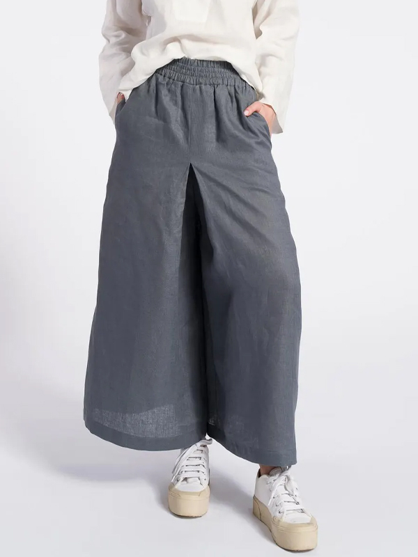 Solid Color Cotton And Linen Skirt Pants hjn Shicloths