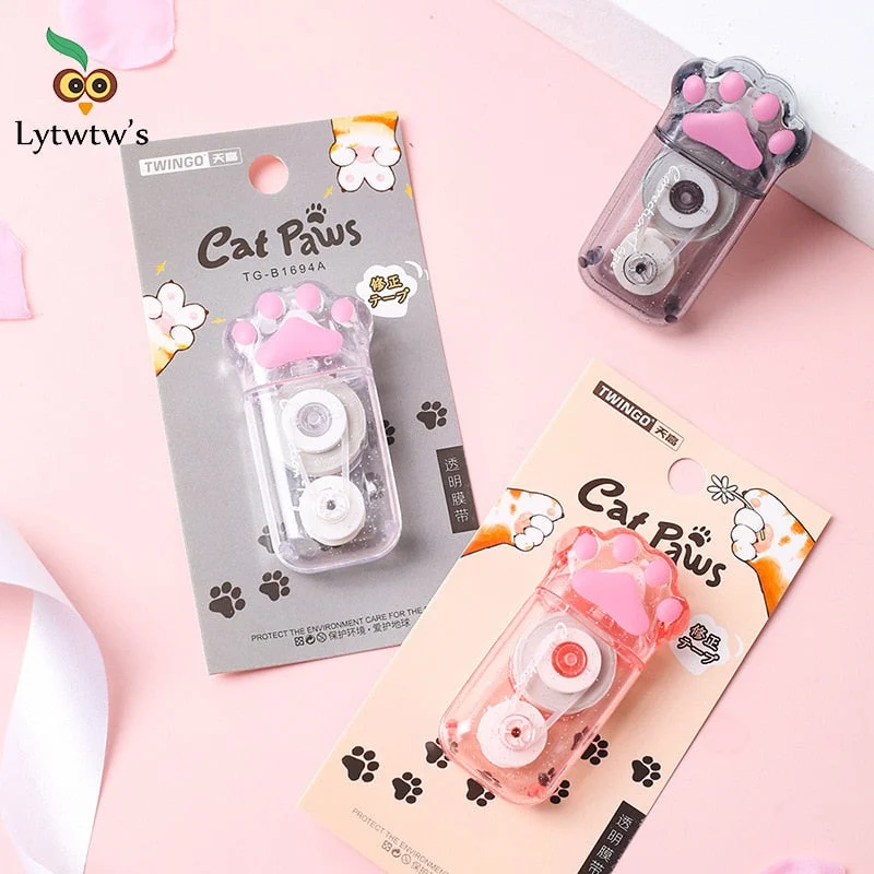 1 Pcs Lytwtw's Lovely Kawaii Transparent Cute Cat Claw Stationery Office School Supply Gift Corrector Novel Correction Tape