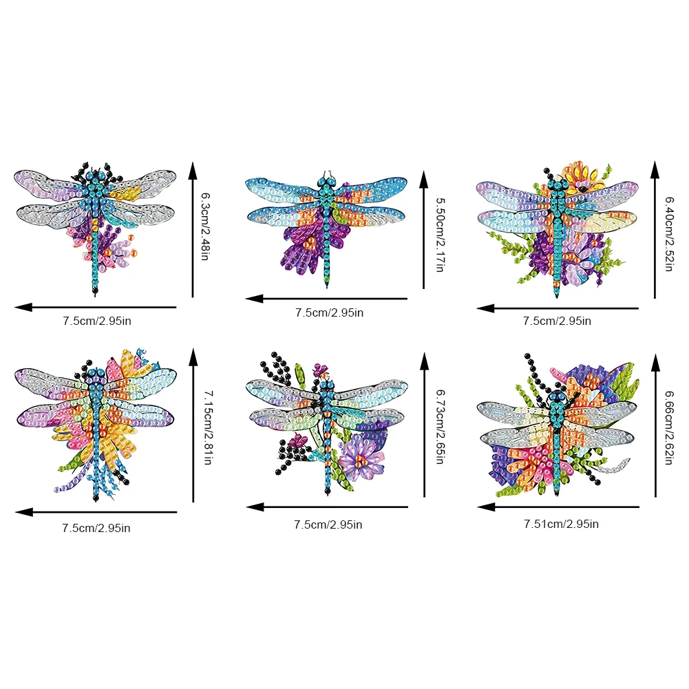 6Pcs DIY Dragonfly Special Shape Diamond Painting Fridge Magnet for DIY Crafts