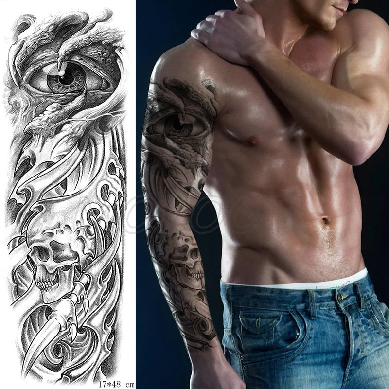 Waterproof Temporary Tattoo Sticker Full Arm Large Virgin Cross Tatoo Stickers Flash Fake Tattoos for Men Women