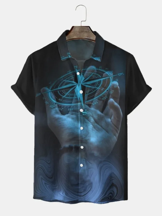 Men's Abstract Pattern Casual Short Sleeve Shirt