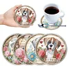 (US Local)[Upgrade]4Pcs Acrylic Special Shape Puppy DIY Waterproof Diamond Painting Coaster