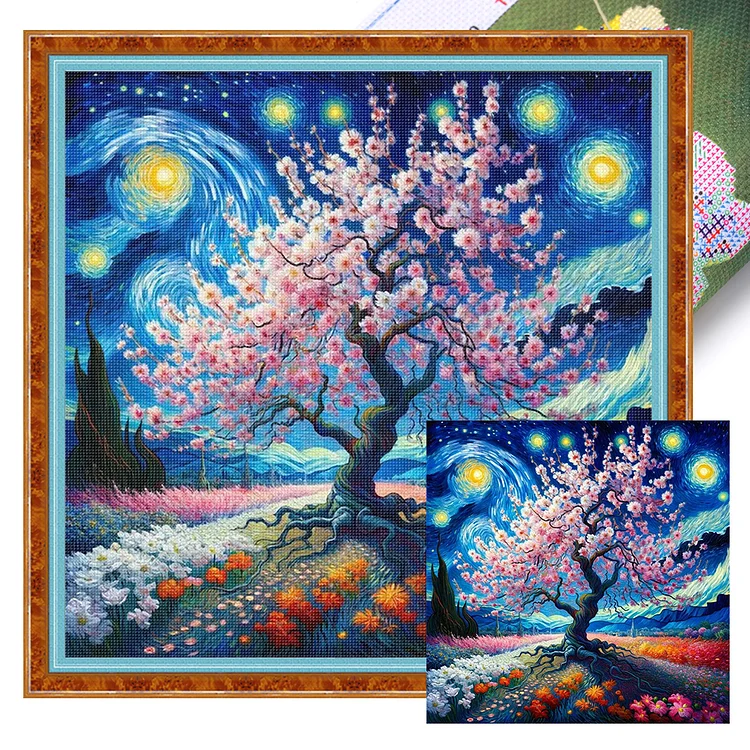【Huacan Brand】Starry sky scenery 50*50cm 11CT Stamped Canvas Cross Stitch gbfke