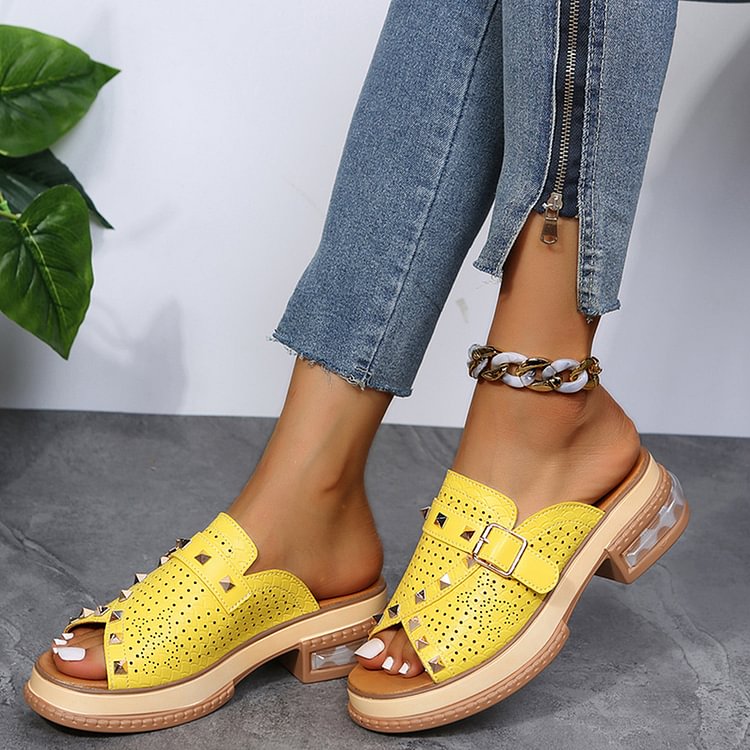 Gioiacombo™ Nuovi sandali con tacco grosso con fibbia rivettata per l'estate