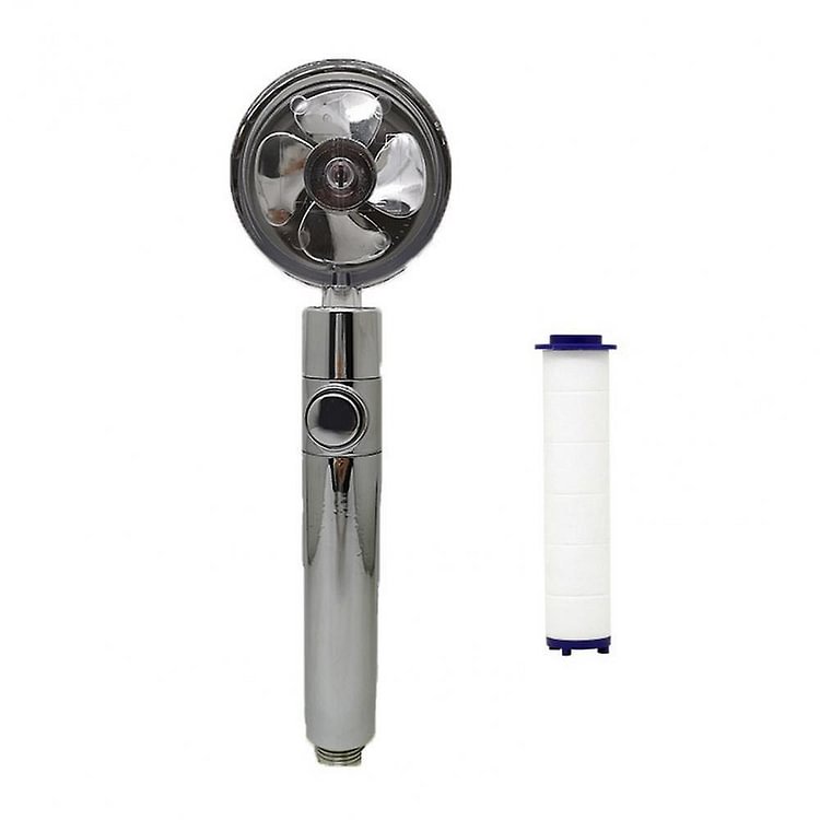 360 Power Shower Head Water Saving Flow Rotating With Small Fan Abs Rain High Pressure Spray
