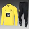 2023/2024 Dortmund Half-Pull Training Suit Yellow Football Shirt 1:1 Thai Quality Set