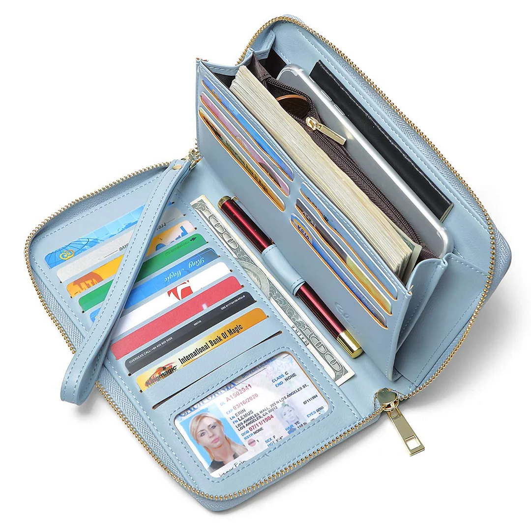 Wallet Large Leather Designer Zip Around Card Holder Organizer Ladies Travel Clutch Wristlet