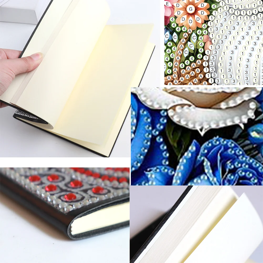 Roses 5D DIY Diamond Art Painting Notebook Kit (50 Pages A5 No Lines) Rhinestone Art Painting Notebook Kit for Adults Beginners Holiday Birthday Gift