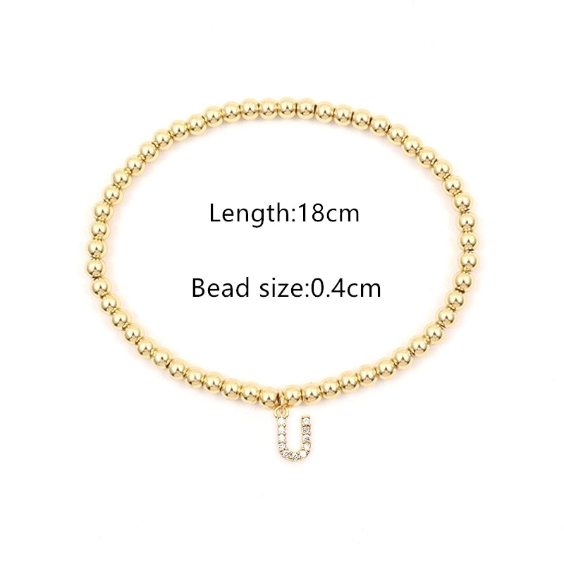 Copper Inlay Letter Zircon Bracelets