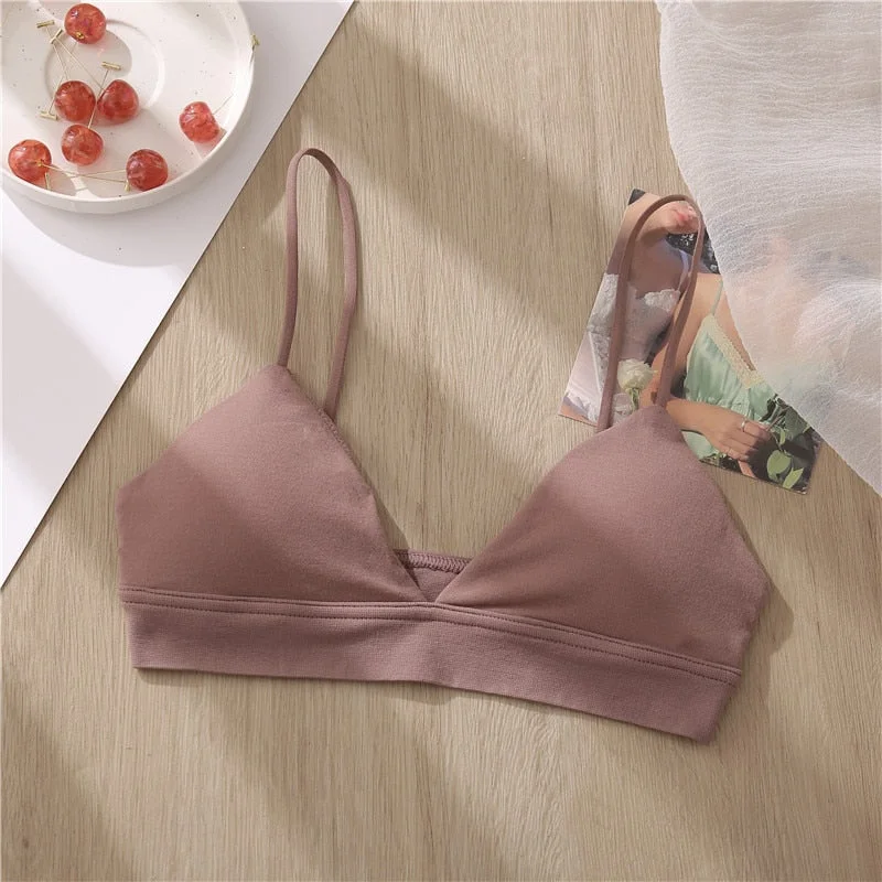Sexy V-Neck Women Bra Set Seamless Intimates Lingerie Wireless Bra And Panty Matching Set Brassiere Set Tank Crop Top Underwear