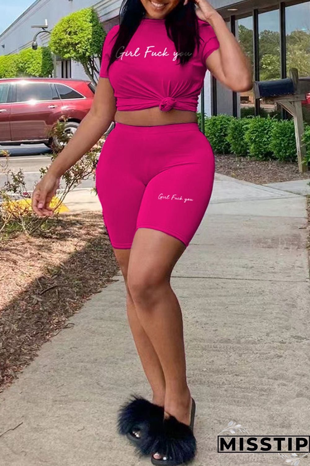 Black Casual Letter Print Patchwork O Neck Plus Size Two Pieces