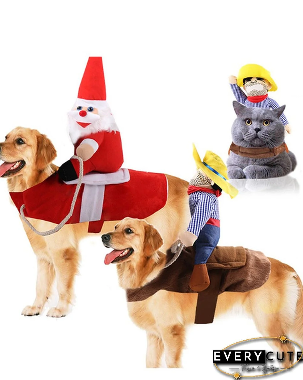 Running Santa Christmas Pet Costumes Santa Dog Costume Dog Apparel Party Dressing up Clothing for Small Large Dogs Cats Clothes Pet Outfit