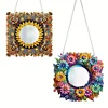 (US Local)2D Flat DIY Flowers Hanging Mirror Diamond Art Kits Wall Door Decoration