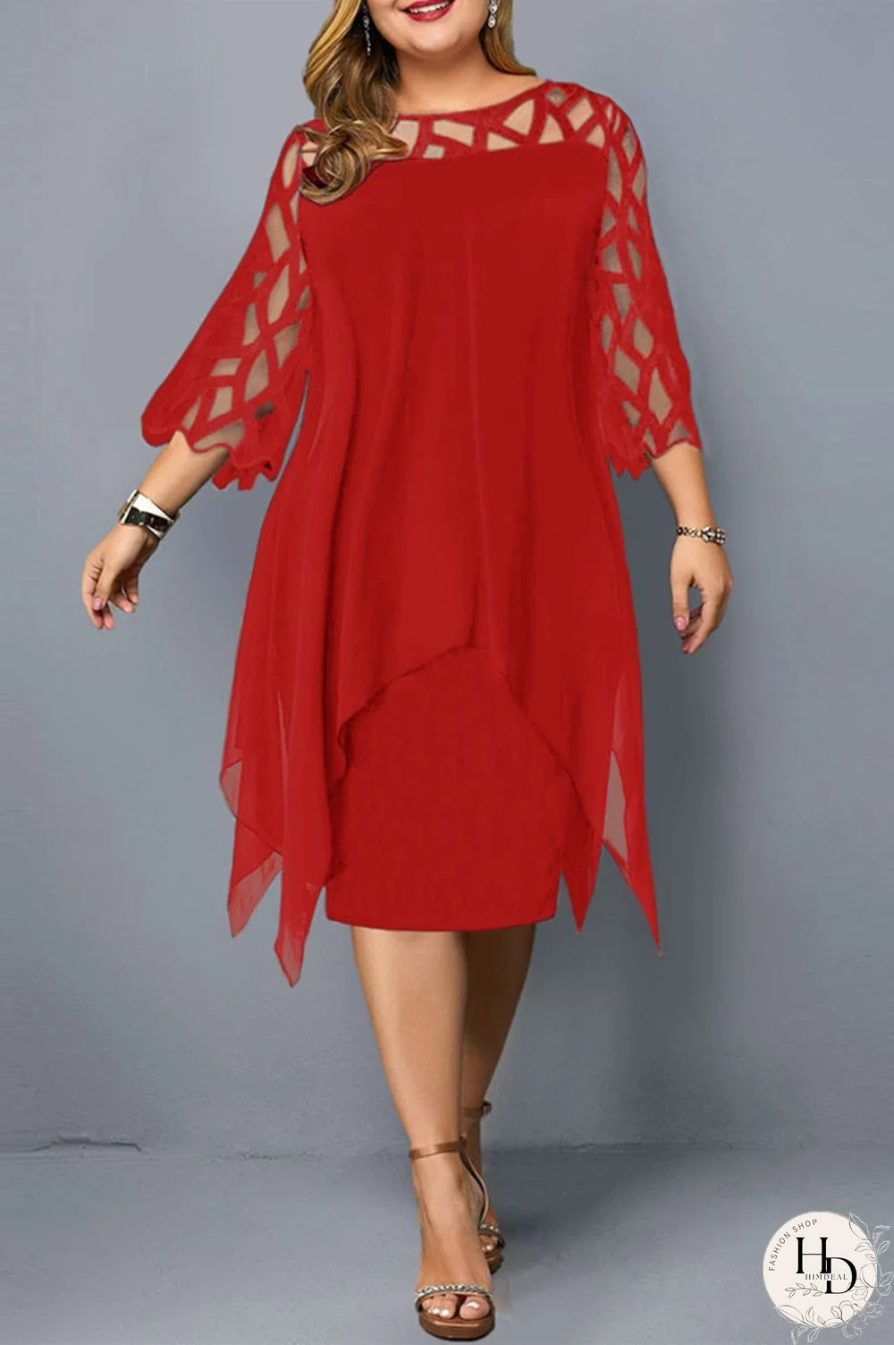 Black Casual Solid Patchwork O Neck One Step Skirt Plus Size Dresses