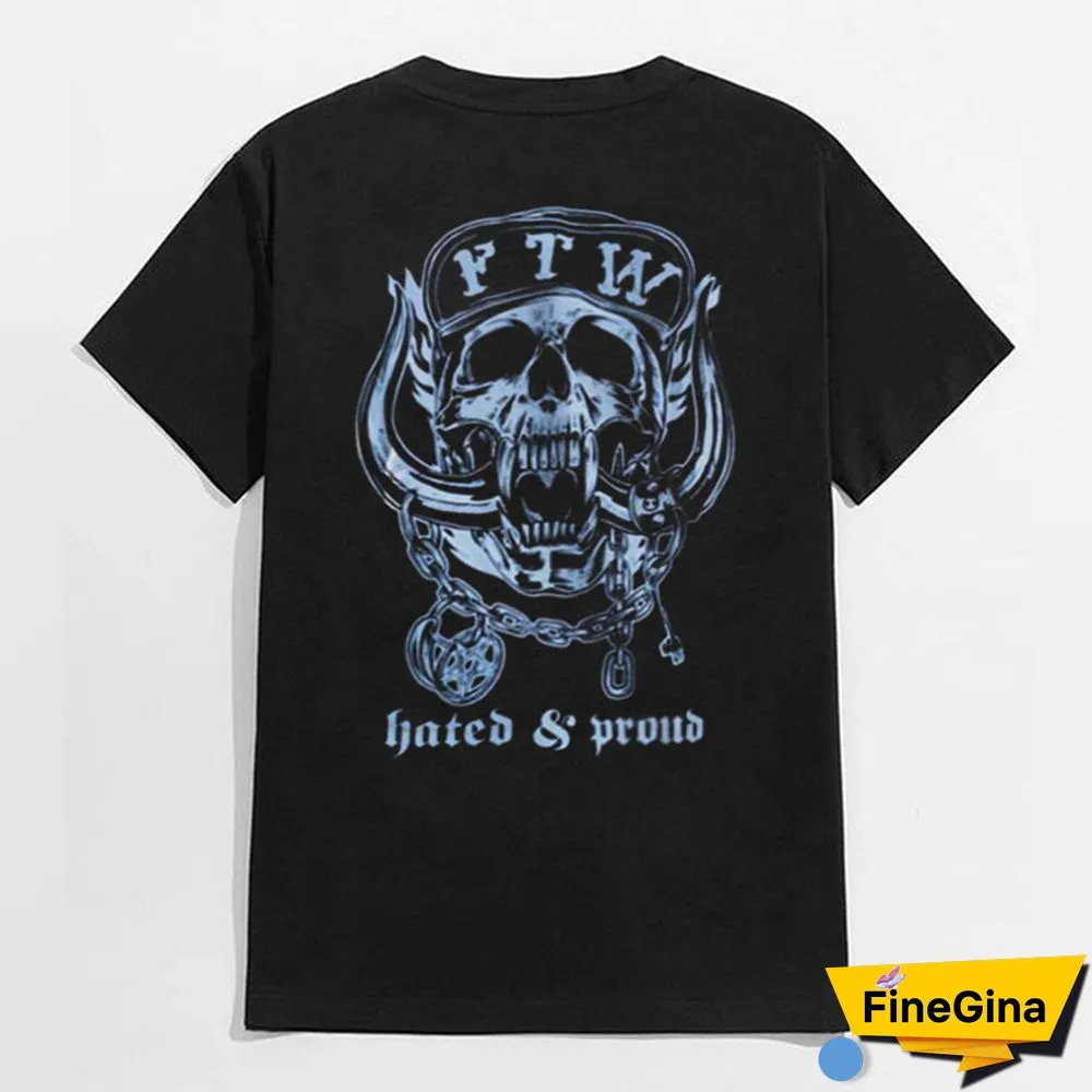 Black FTW HATED & PROUD Skull Graphic Black Print T-shirt
