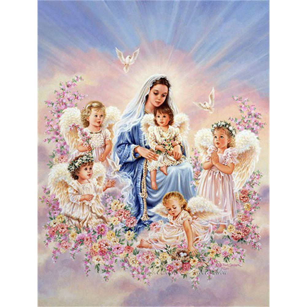 

Virgin Mary Little Angel - Round Drill Diamond Painting - 50*60CM (Big Size), 501 Original