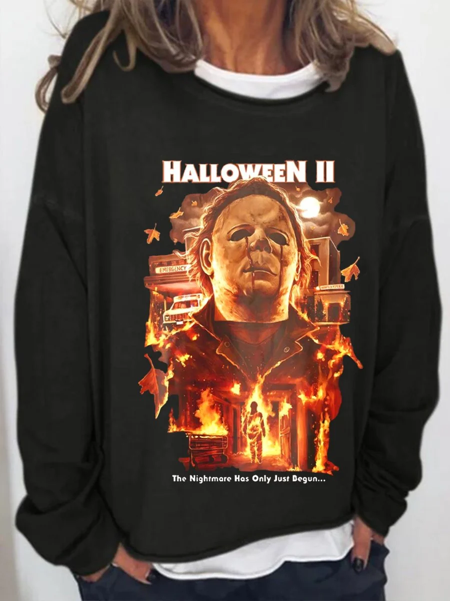 Women's Halloween The Nightmare Has Only Just Begun Burning Print Top