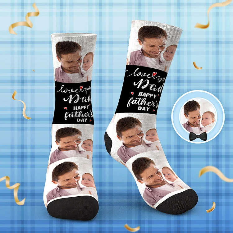 Custom Photo Socks I Love You Dad Father's Day Personalized Gifts