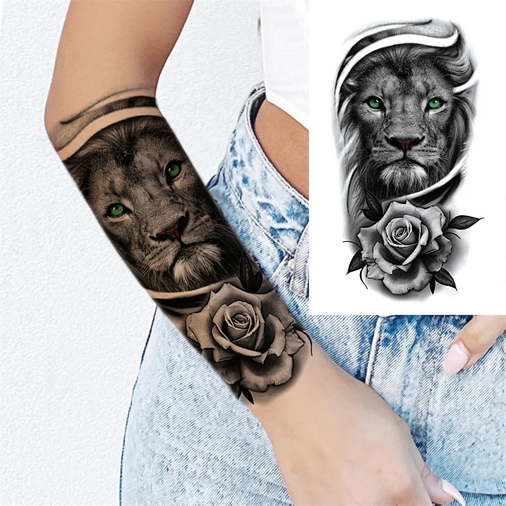 Sdrawing Clock Temporary Tattoo For Men Women Children Skeleton King Dragon Hourglass Black Tattoo Sticker Fake Snake Adults Tatoos