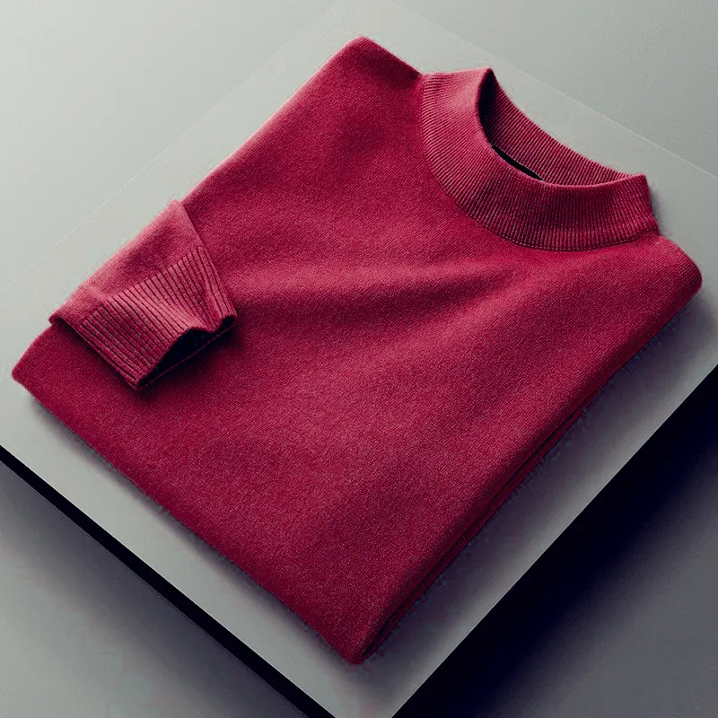 Solid Color Turtleneck Wool Pullover Sweater