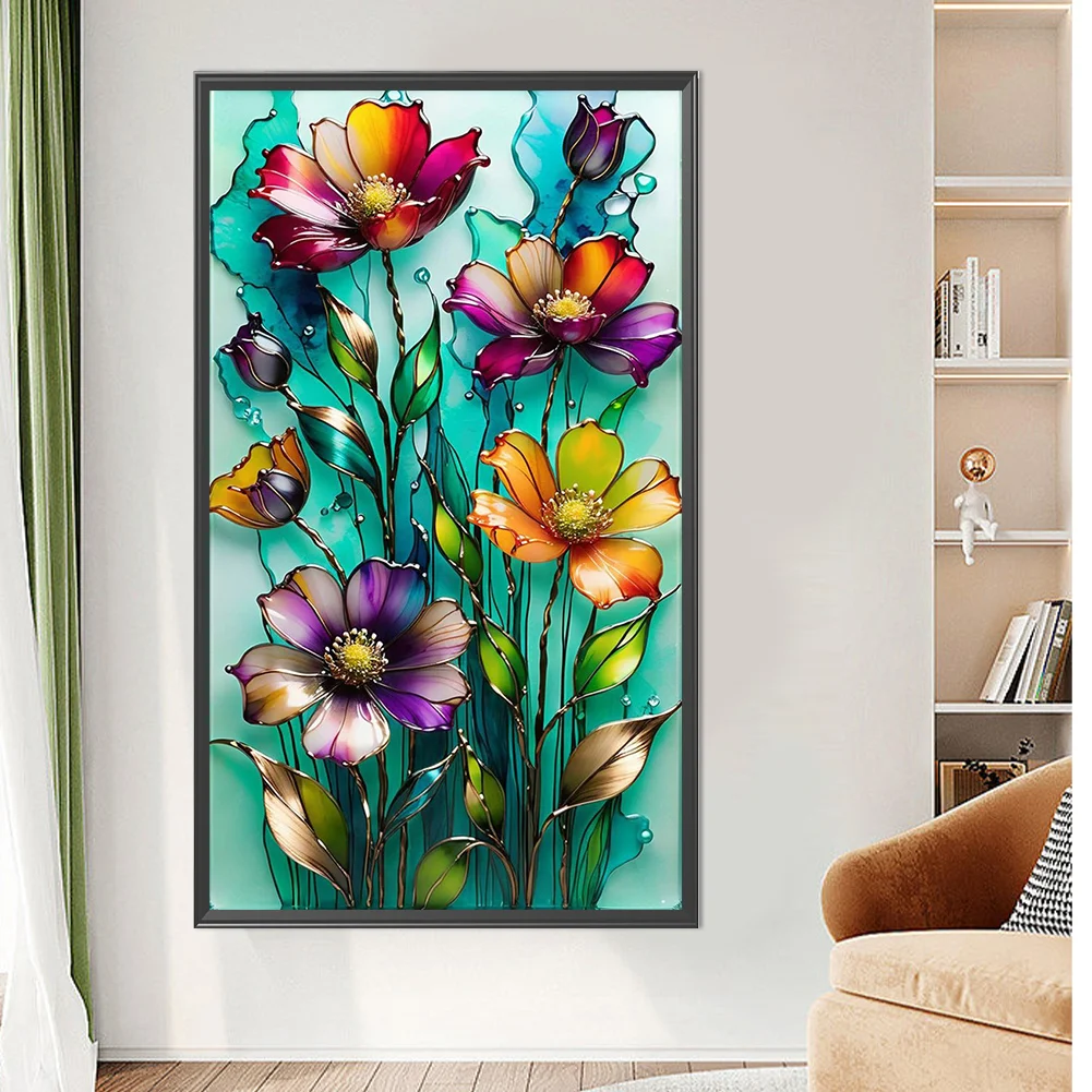 Partial AB Diamond Painting - Full Round Drill - Glass Flower(Canvas|45*75cm)