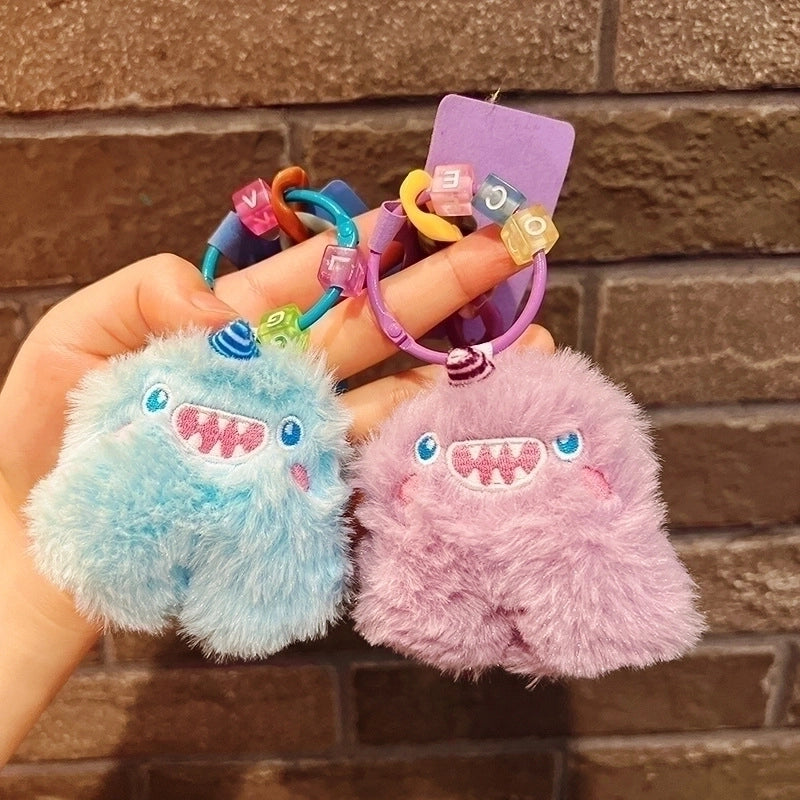 Cute Solid Color Plush Patchwork Women’s Keychain