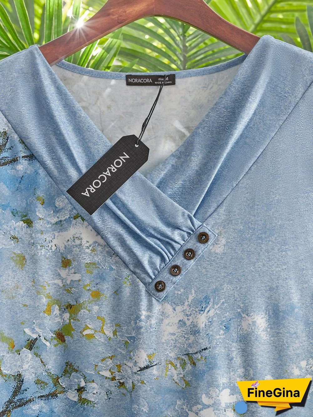 V Neck Loose Floral Printed T-Shirt