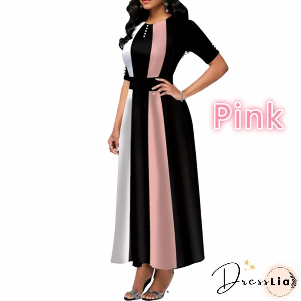 Women Button Detail Half Sleeve Floral Print Long Dress Gradient Maxi Dress