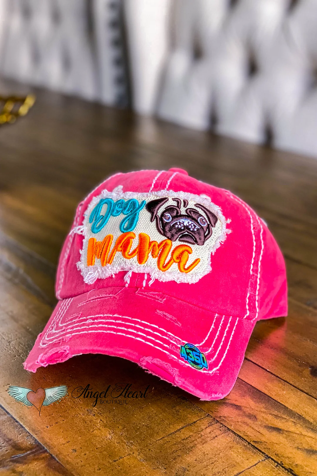 Dog Mama Pug Face Hat - Fuchsia