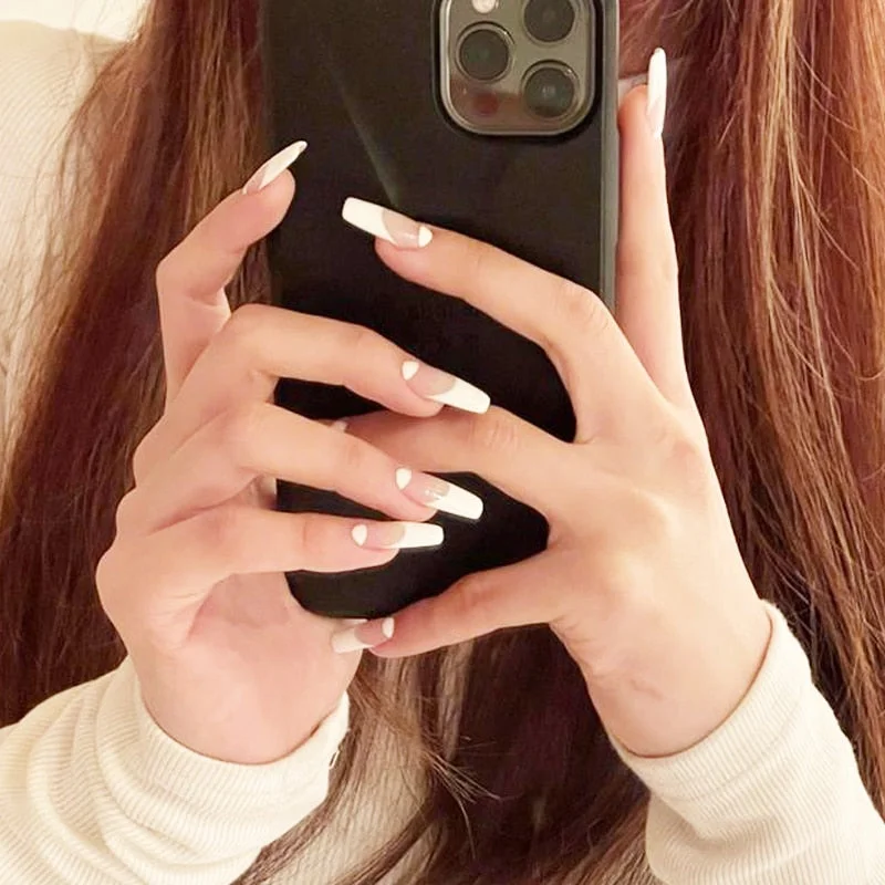 24pcs Aesthetic Northern Lights stiletto nail tips Simple Fashion Lasting Fake Nails Wearable Full Cover Finished Fingernails TY-Nail Inspo