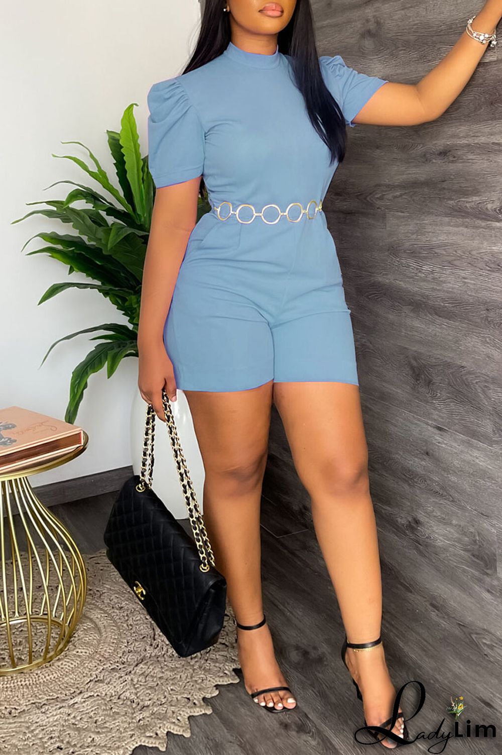 Black Casual Solid Patchwork With Belt O Neck Straight Jumpsuits