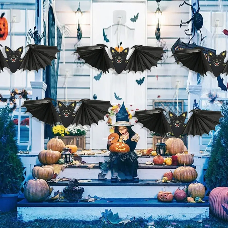 1/2Pcs Halloween Paper Bat Hanging Ornament Props for Halloween Decoration Festival Party Bar Haunted House Decor Indoor Outdoor