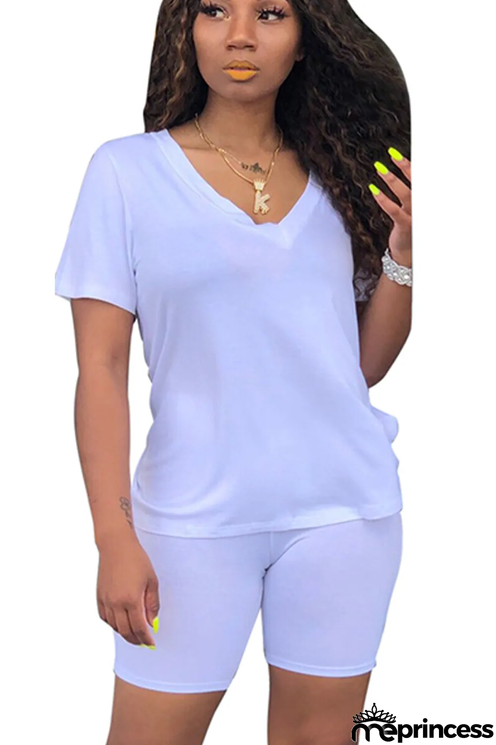 Blue Milk Silk Casual Sexy Solid Two Piece Suits pencil Short Sleeve