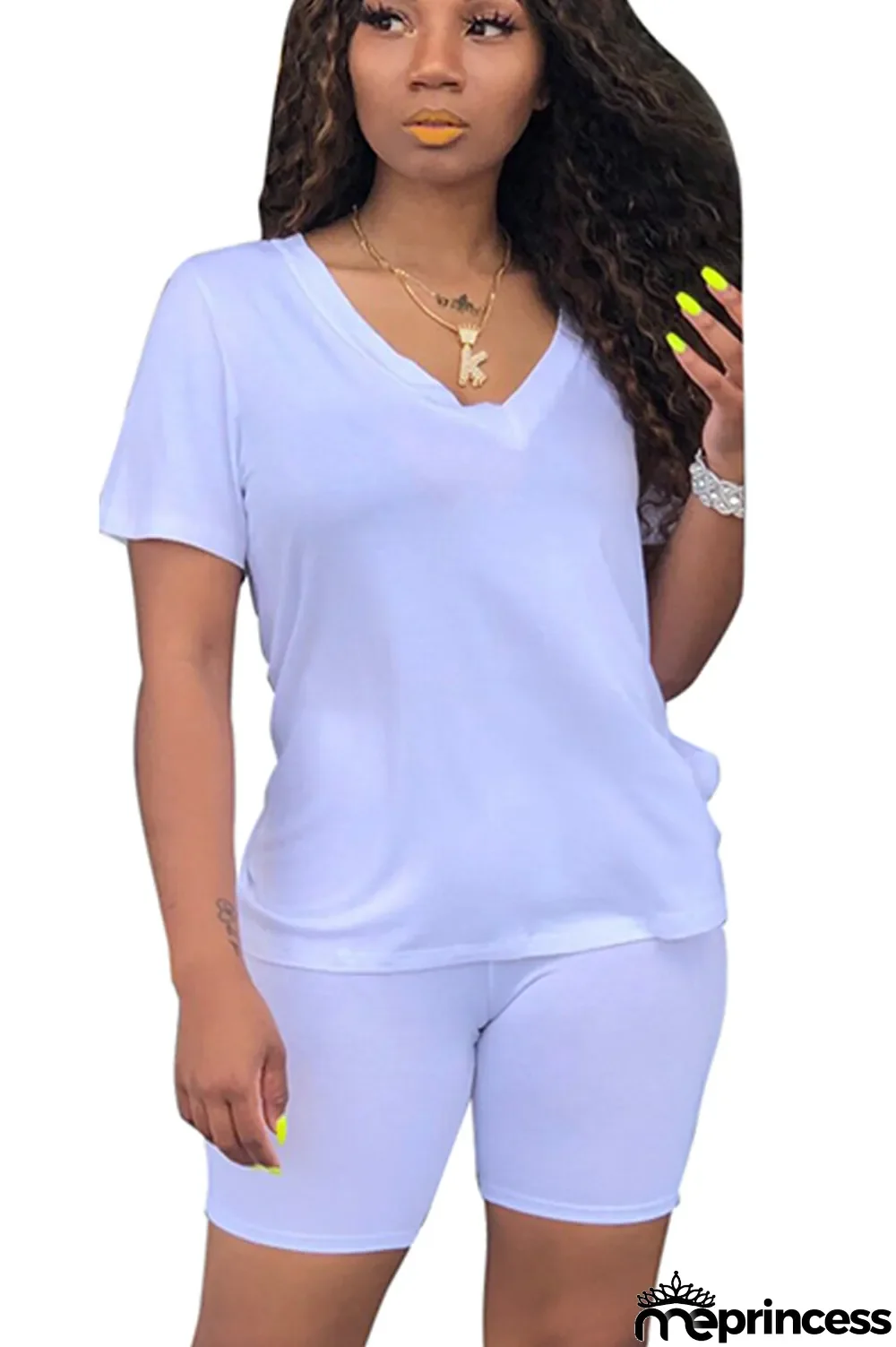 Blue Milk Silk Casual Sexy Solid Two Piece Suits pencil Short Sleeve