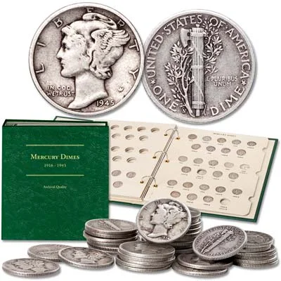 1941-1945 Full DPS Mercury Dime Coins 15Pcs