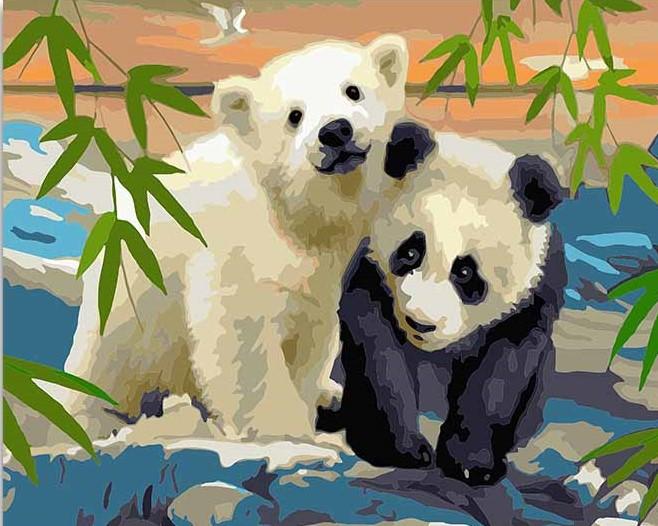 

Panda With Bear – Paint By Numbers - 40*50CM, 501 Original