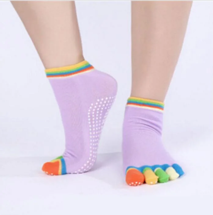 CUHAKCI Cotton Socks Five Fingers Multicolor Socks Yuga Skid Resistance Dots Pattern Printing Femme Dance Women's Toe Socks Girl