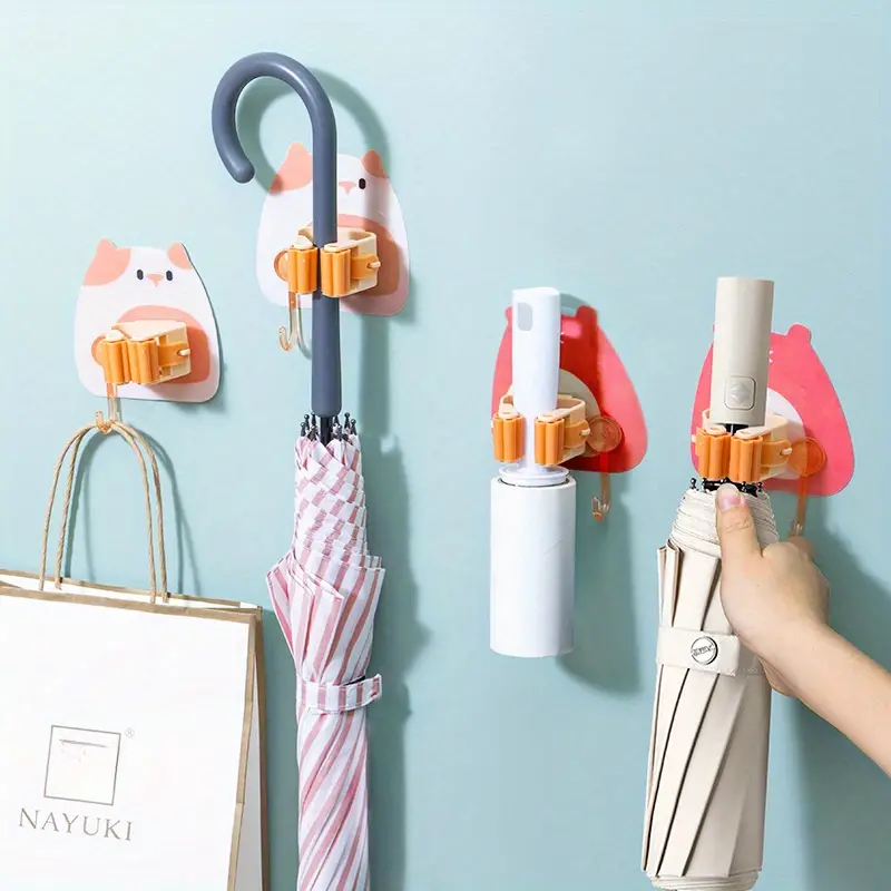 1pc Plastic Mop Clip, Wall-mounted Adhesive Broom Holder, Punching-free Strong Non-marking Sticker, For Kitchen And Bathroom, Home Organizers And Storage, Home Accessories details 3