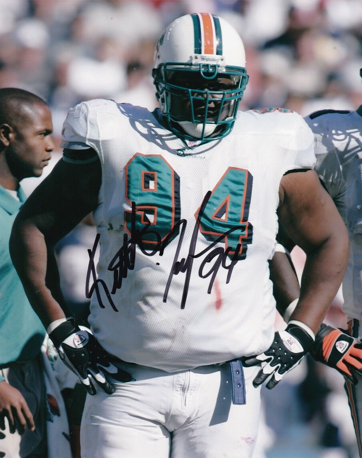 KEITH TRAYLOR MIAMI DOLPHINS ACTiON SIGNED 8x10