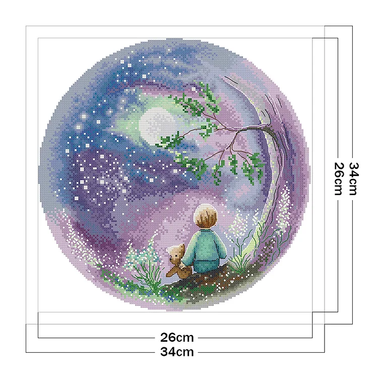 Joy Sunday』Look Up Moon - 14CT Stamped Cross Stitch(34*34cm