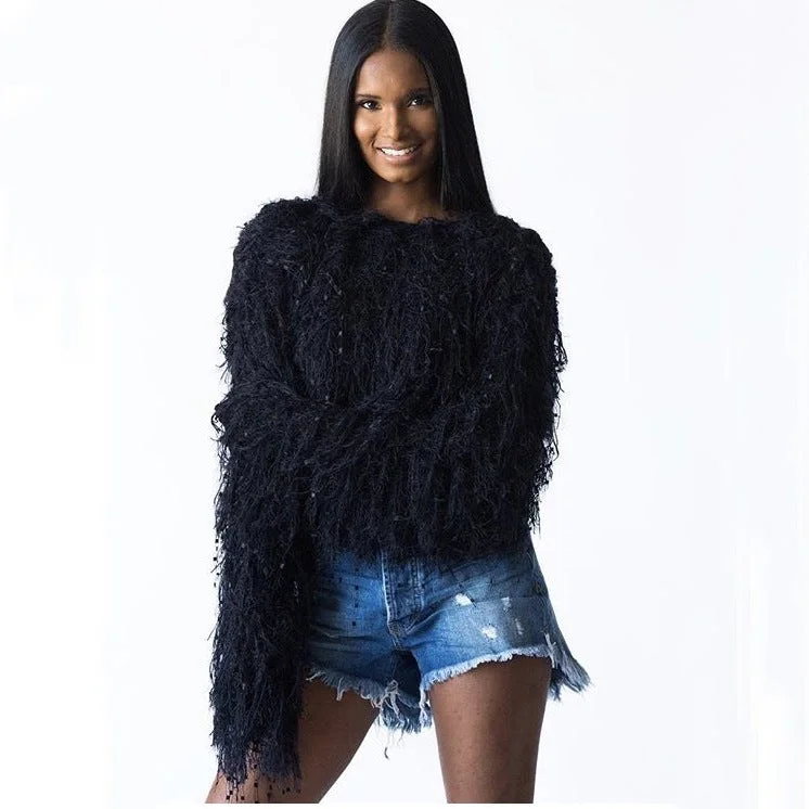 Autumn and Winter Fringed Pullover
