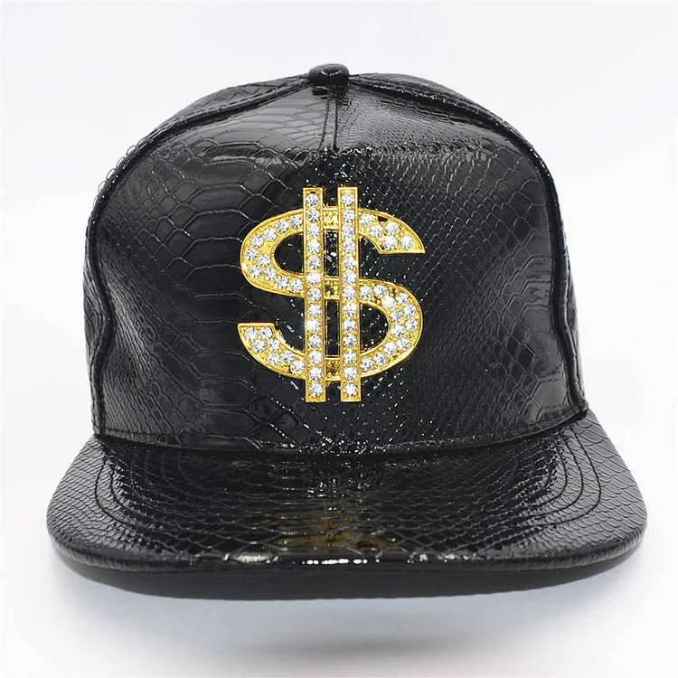 Doitbest Metal Golden dollar style men s Baseball Cap hip-hop cap leather Adjustable Snapback Hats for men and women