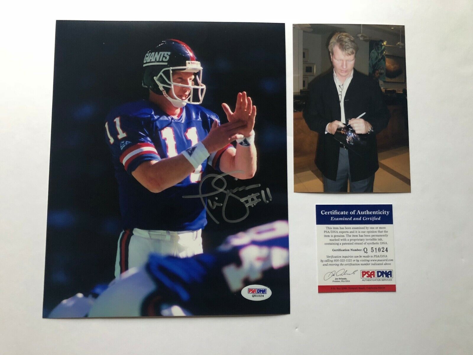 Phil Simms Rare! signed autographed NY Giants Super Bowl 8x10 Photo Poster painting PSA/DNA coa