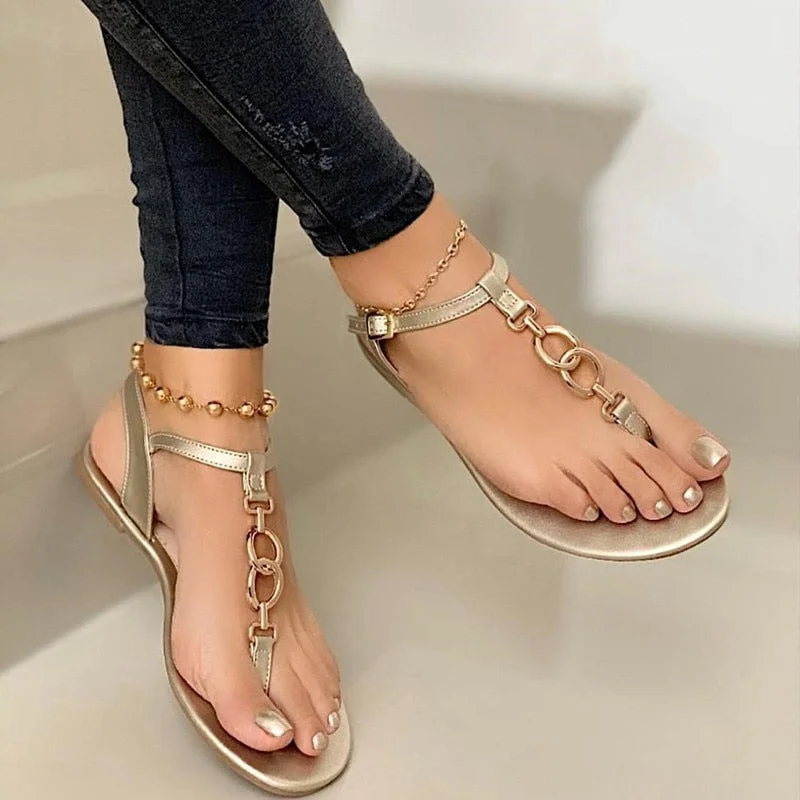 2020 Women Fashion Flip Flops Summer Sandals Solid Buckle Flats Women Shoes Beach Roma Casual Ladies Plus Size